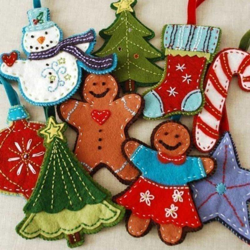 krásné plstěné hračky na vánoční stromeček